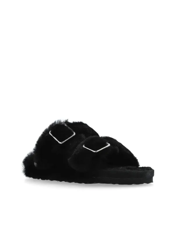 Birkenstock Arizona 1774 Shearling Slides | Black | FARFETCH