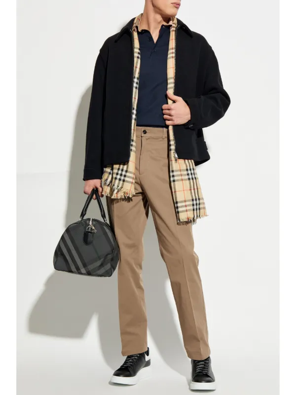 【関税&送料込】Burberry Check Wool Trousers Checked wool twill straight pants in green - Burberry
