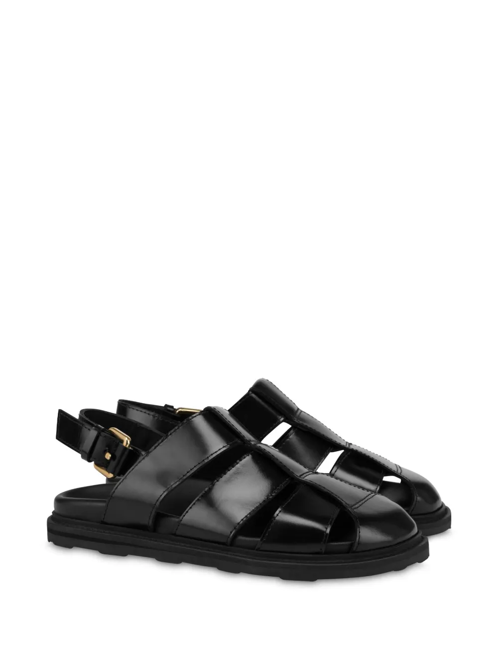 Moschino patent leather sandals Black