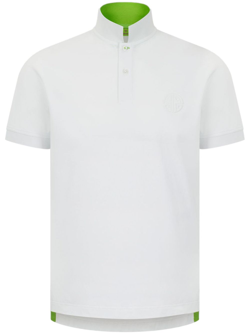 embossed-Shou contrast-collar polo shirt