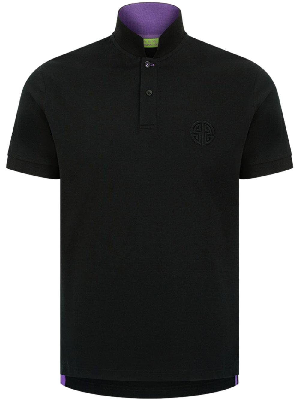 embossed-Shou contrast-collar polo shirt