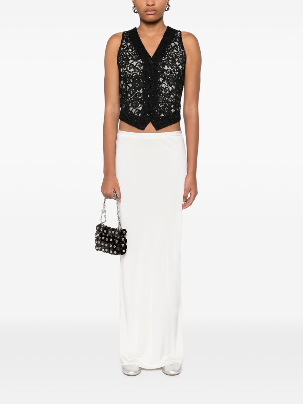 Blumarine floral-lace waistcoat - Black