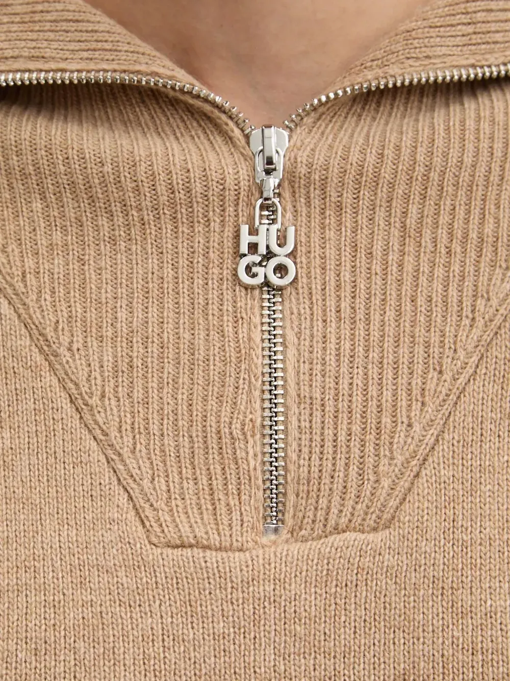 HUGO Trui met rits Beige