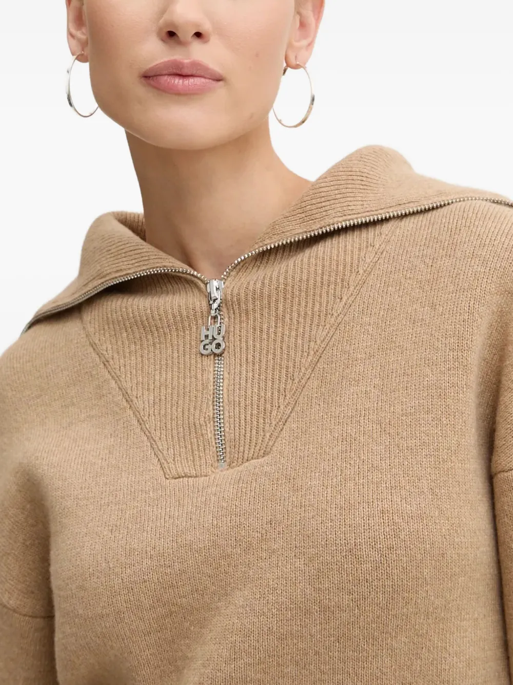 HUGO Trui met rits Beige