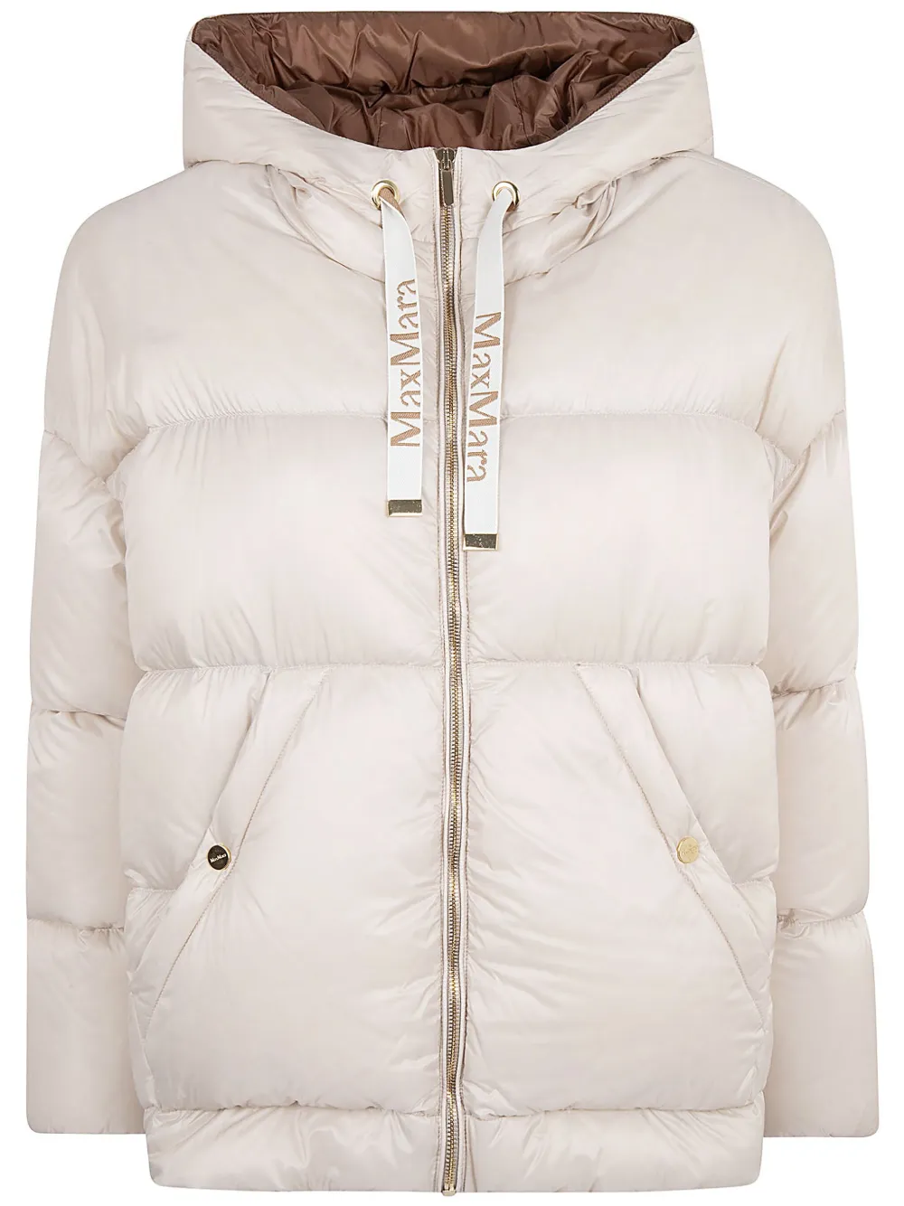 Max Mara Puffer Hooded Dow Jacket In Brown