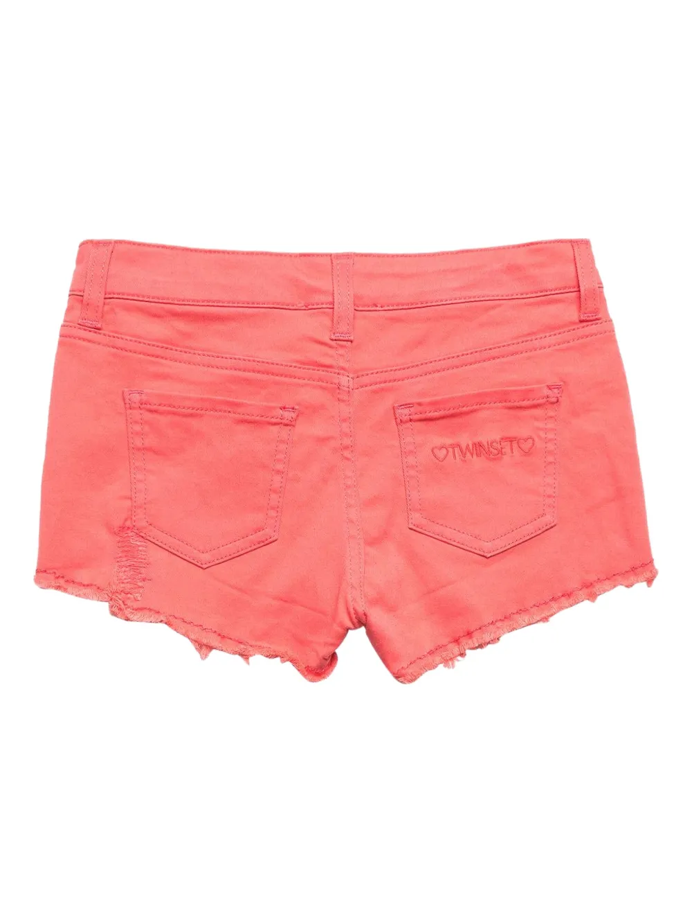 TWINSET Kids Gerafelde spijkershorts Rood