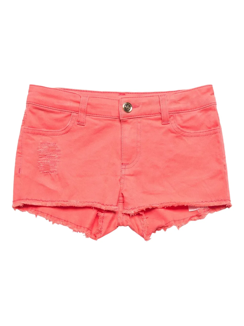 Twinset Kids' Frayed Hem Denim Shorts In Red