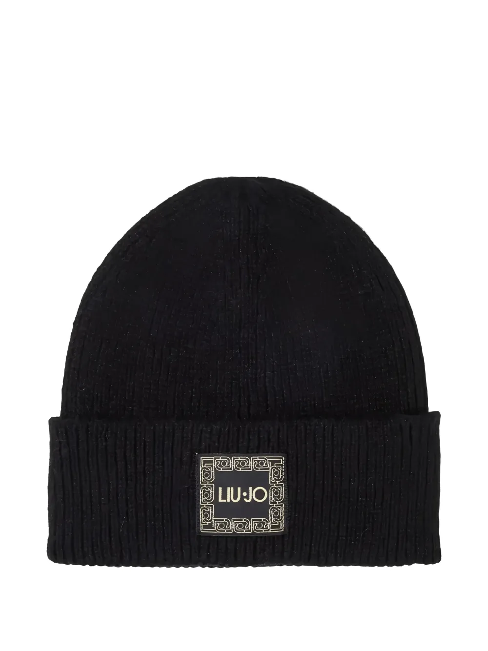 Liu •jo Logo-plaque Beanie Hat In Black