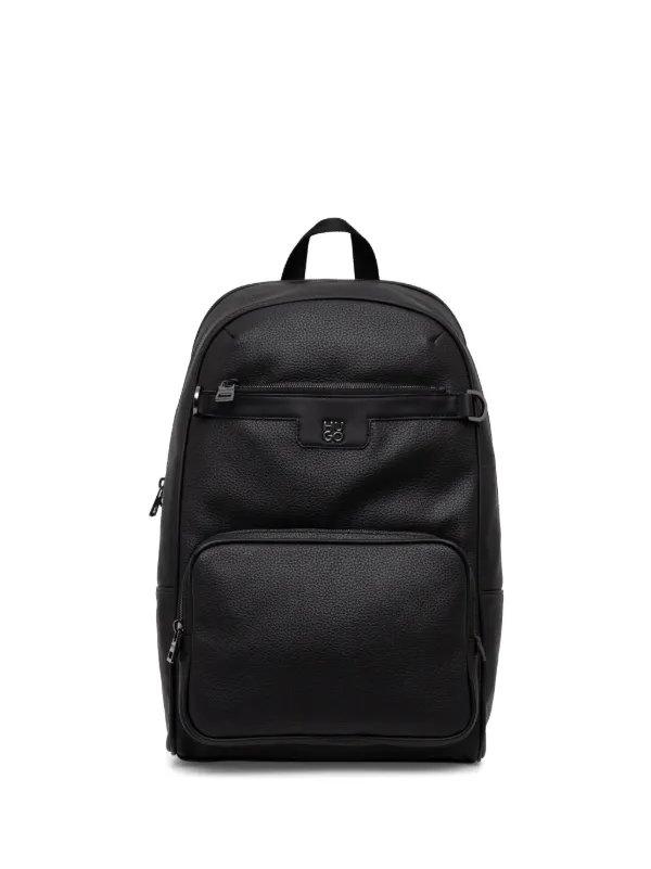 Faux leather black backpack sale