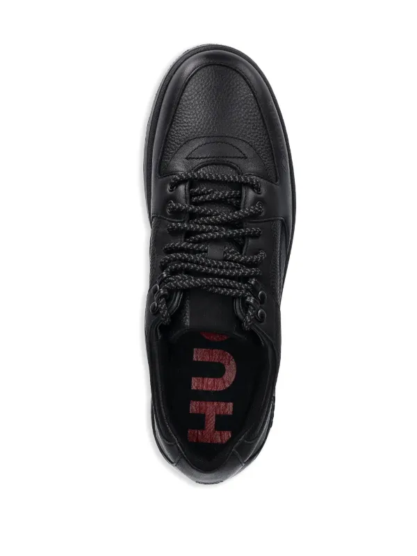 【関税込み】Hugo ブラック フェイクレザー スニーカー HUGO Leather Sneakers | Black | FARFETCH JO