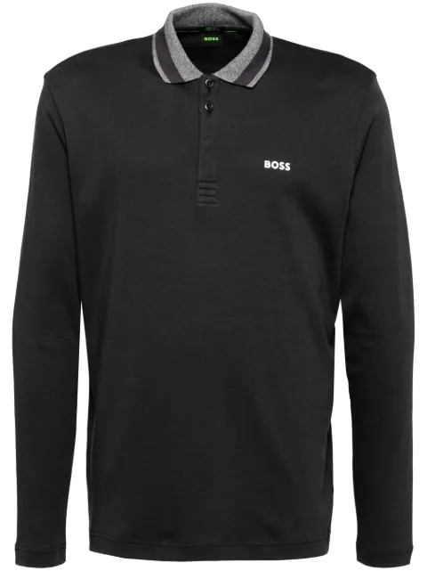 BOSS Camisa polo mangas longas com logo