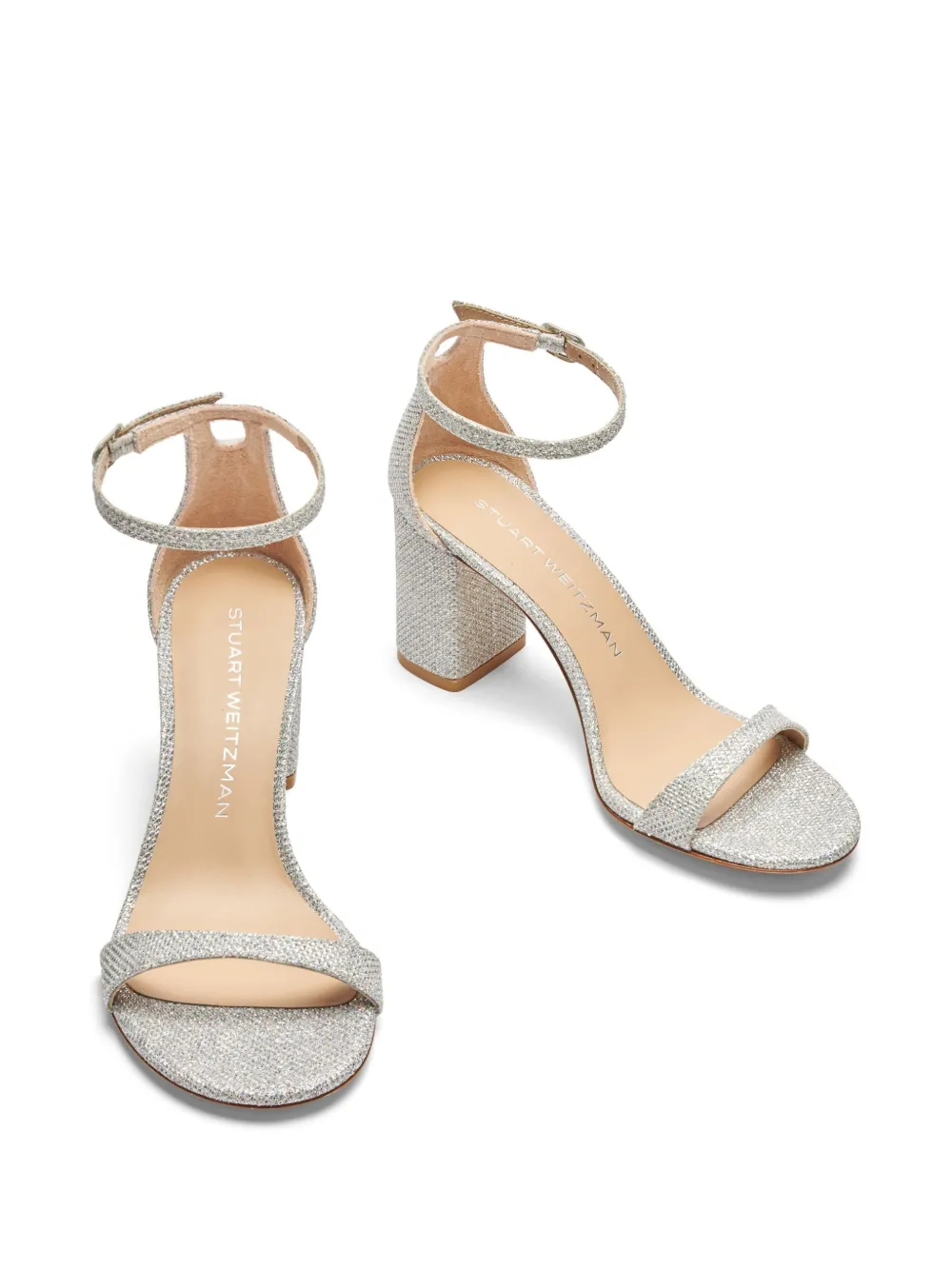 Stuart Weitzman 75mm Nudist II sandals Silver