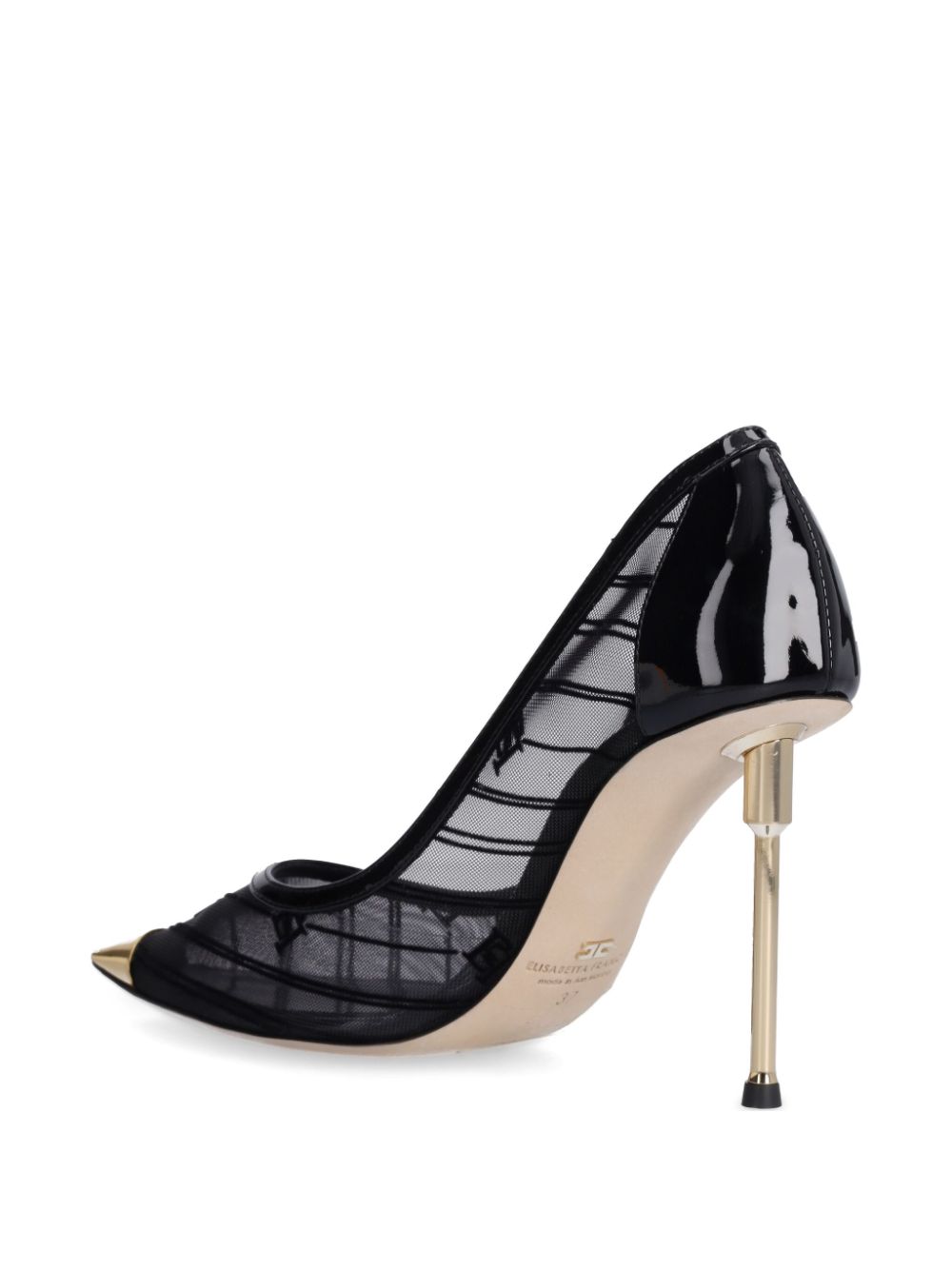 Elisabetta Franchi 100 mm Mesh pumps met logo Zwart