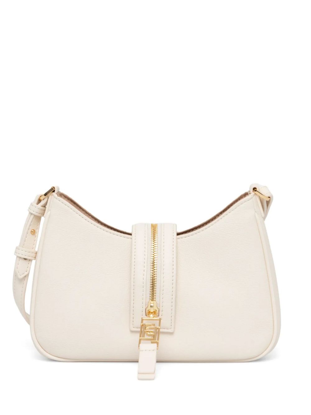 zip-detail faux-leather shoulder bag