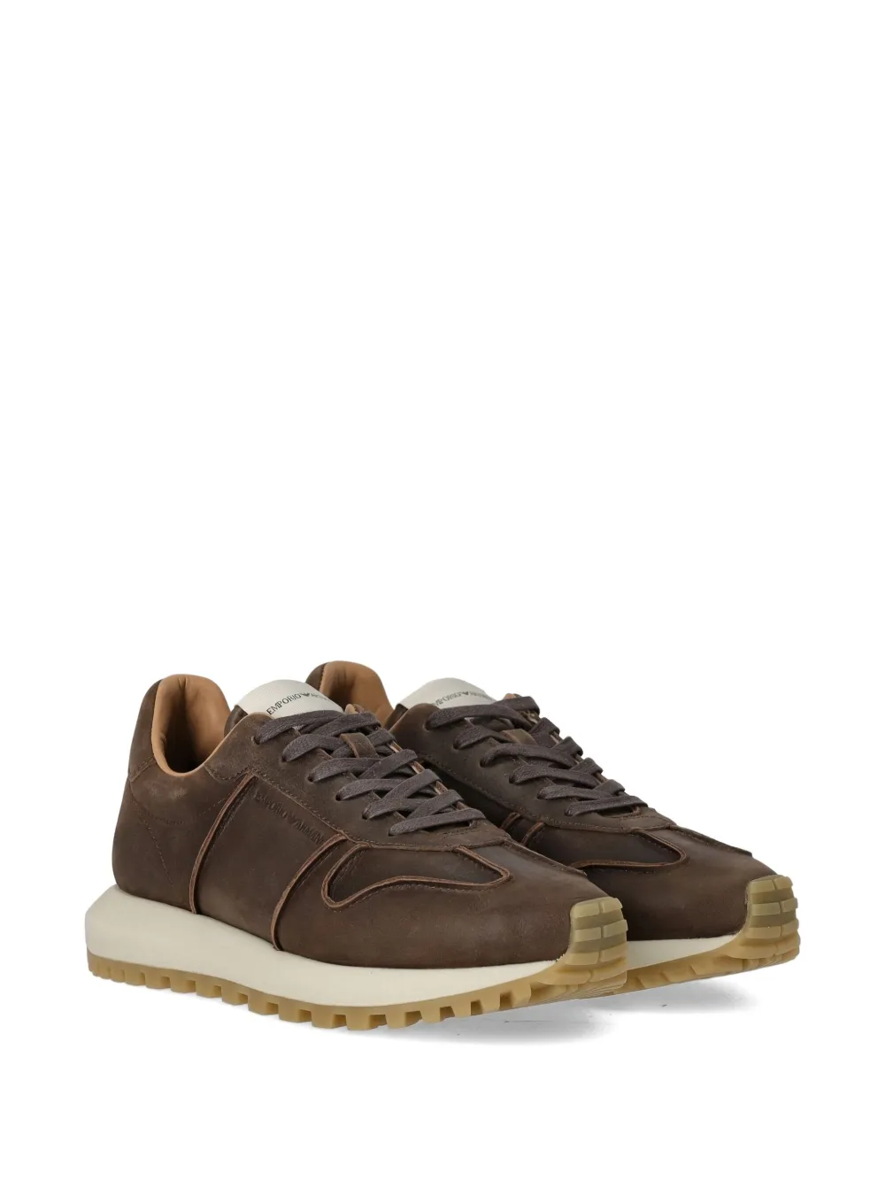 Emporio Armani logo-debossed sneakers Brown