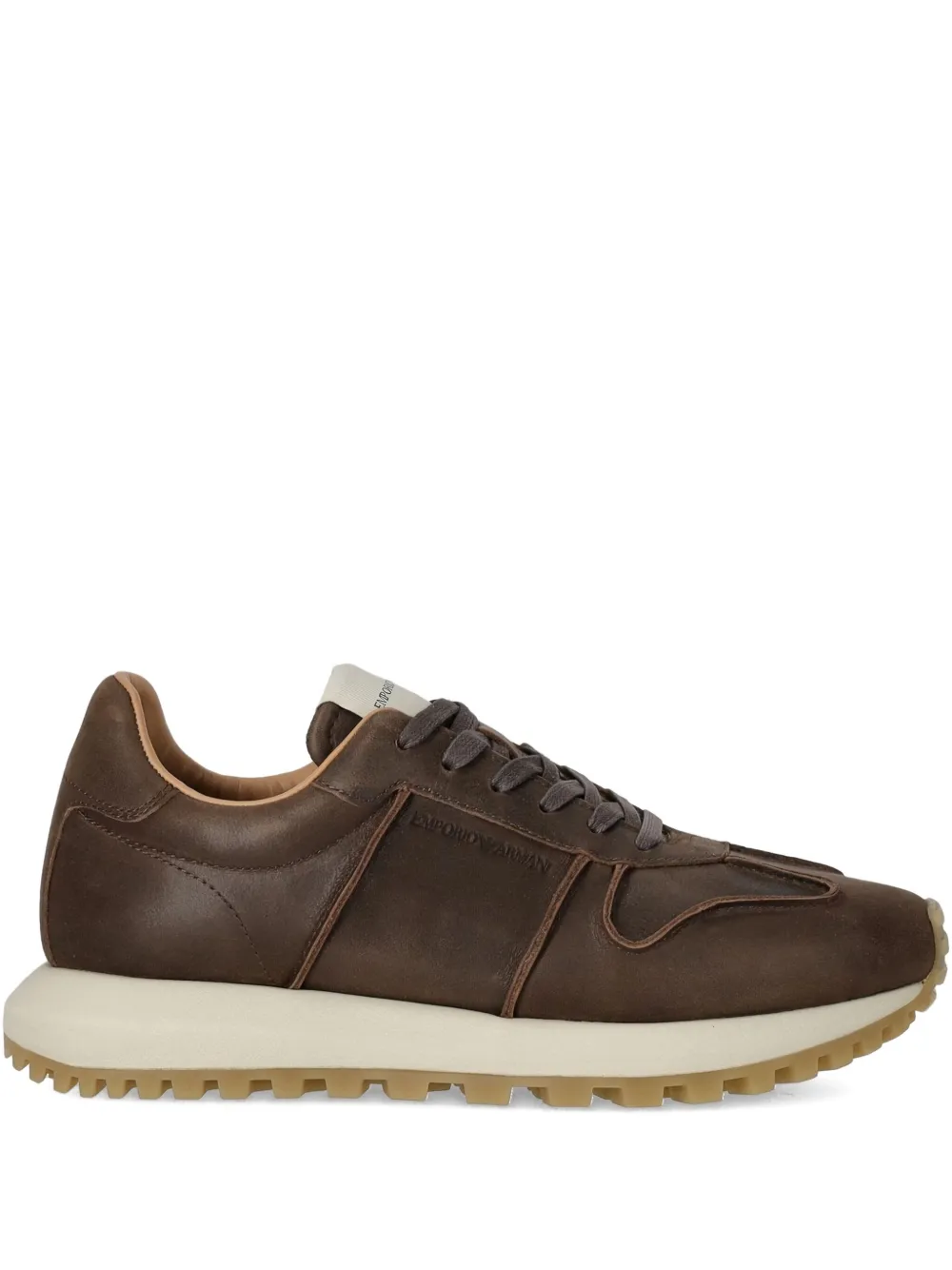 Emporio Armani logo-debossed sneakers Brown