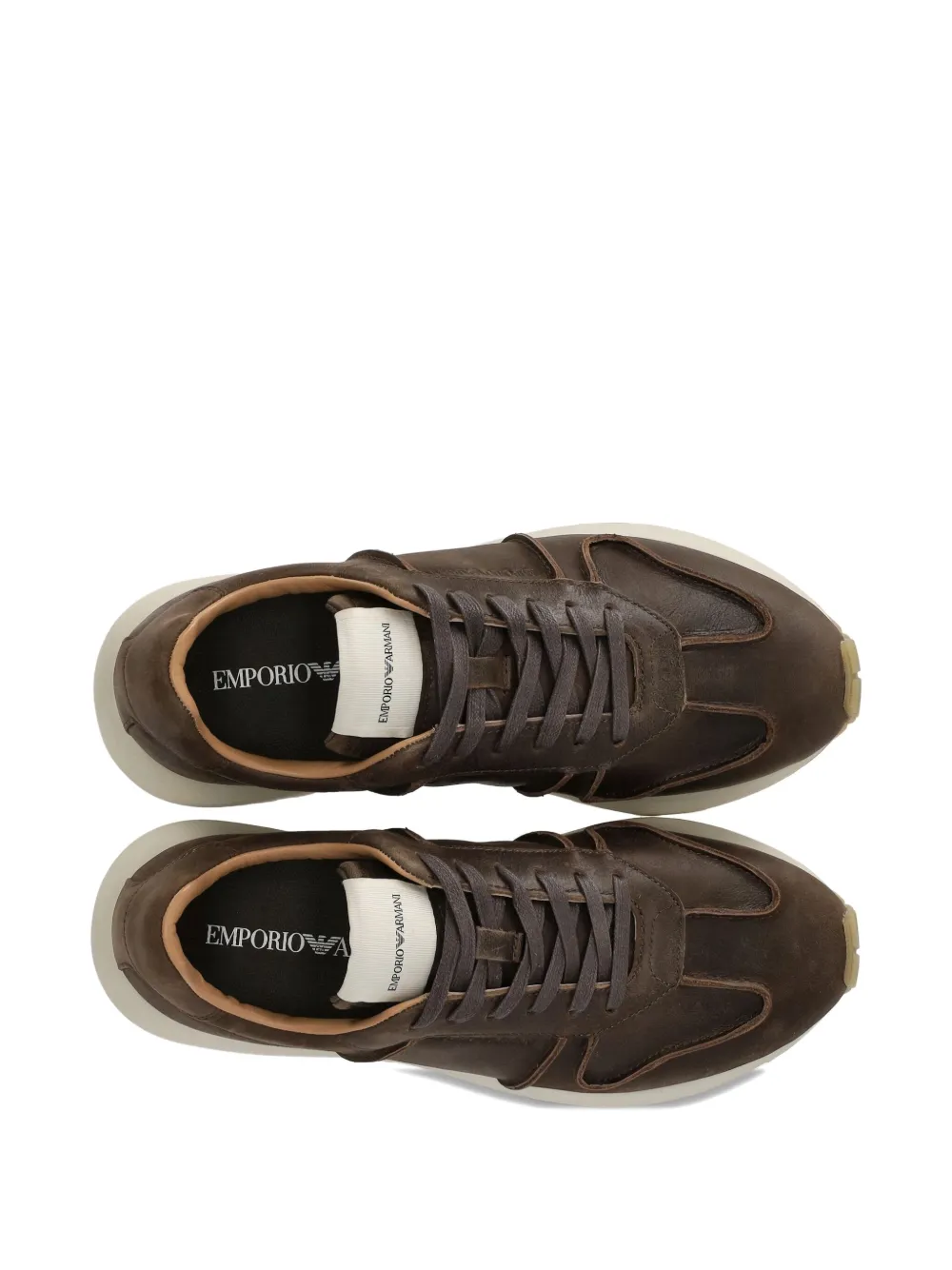 Emporio Armani logo-debossed sneakers Brown
