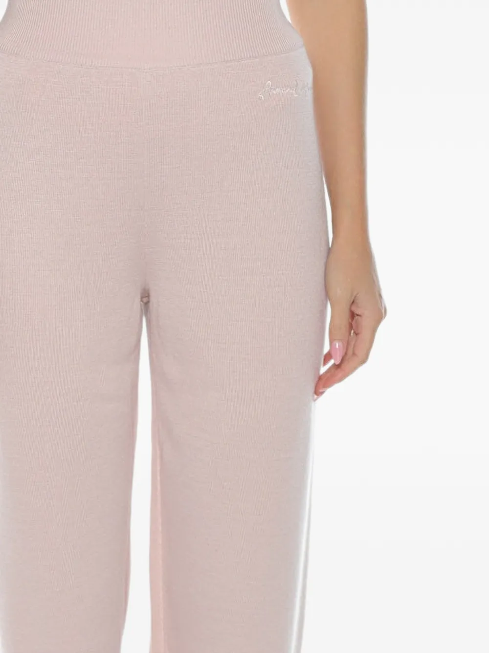 Armani Exchange Gebreide trainingsbroek met geborduurd logo Roze