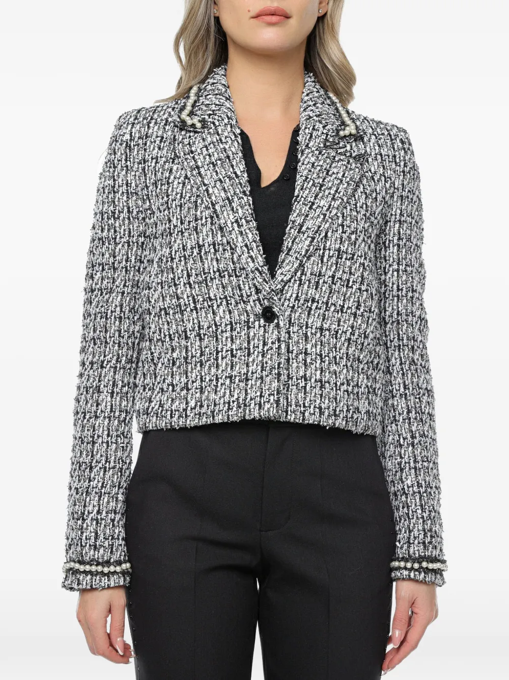 Karl Lagerfeld embellished bouclé jacket - Bianco
