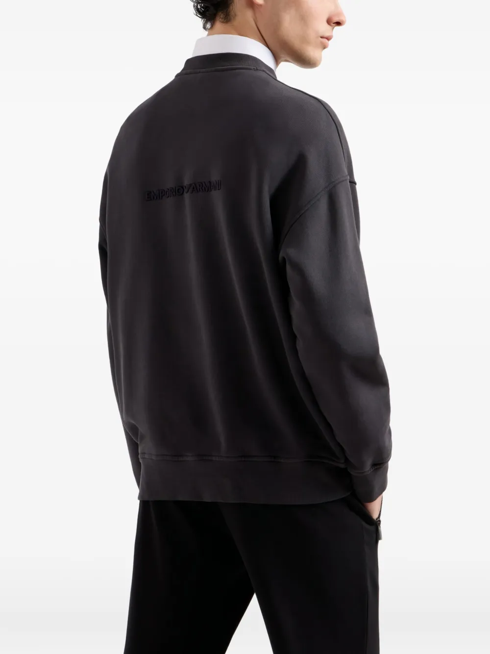 Emporio Armani Sweater met geborduurd logo en ronde hals Grijs