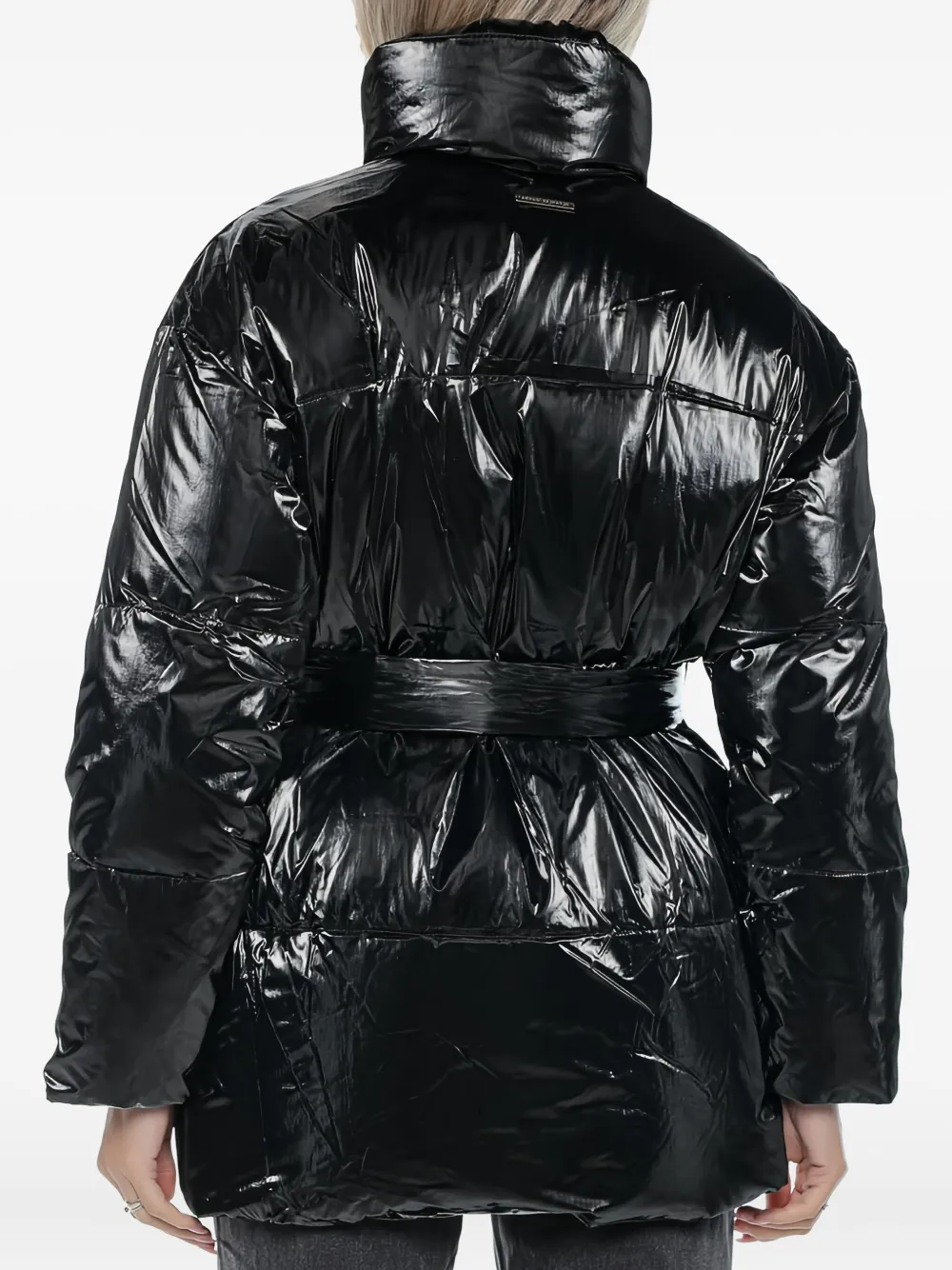 Armani Exchange Donsjack met hoge hals en ceintuur Zwart