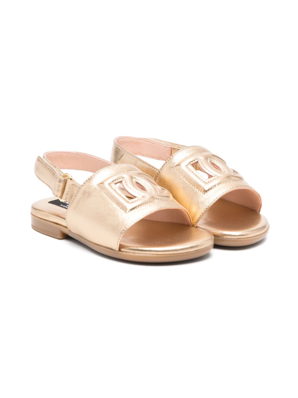 Dolce & Gabbana Kids embossed-logo sandals Gold