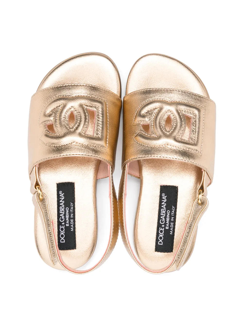 Dolce & Gabbana Kids embossed-logo sandals Gold