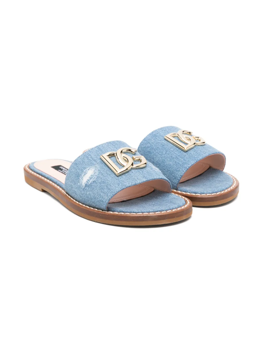 Dolce & Gabbana Kids Sandalen met logoplakkaat Blauw