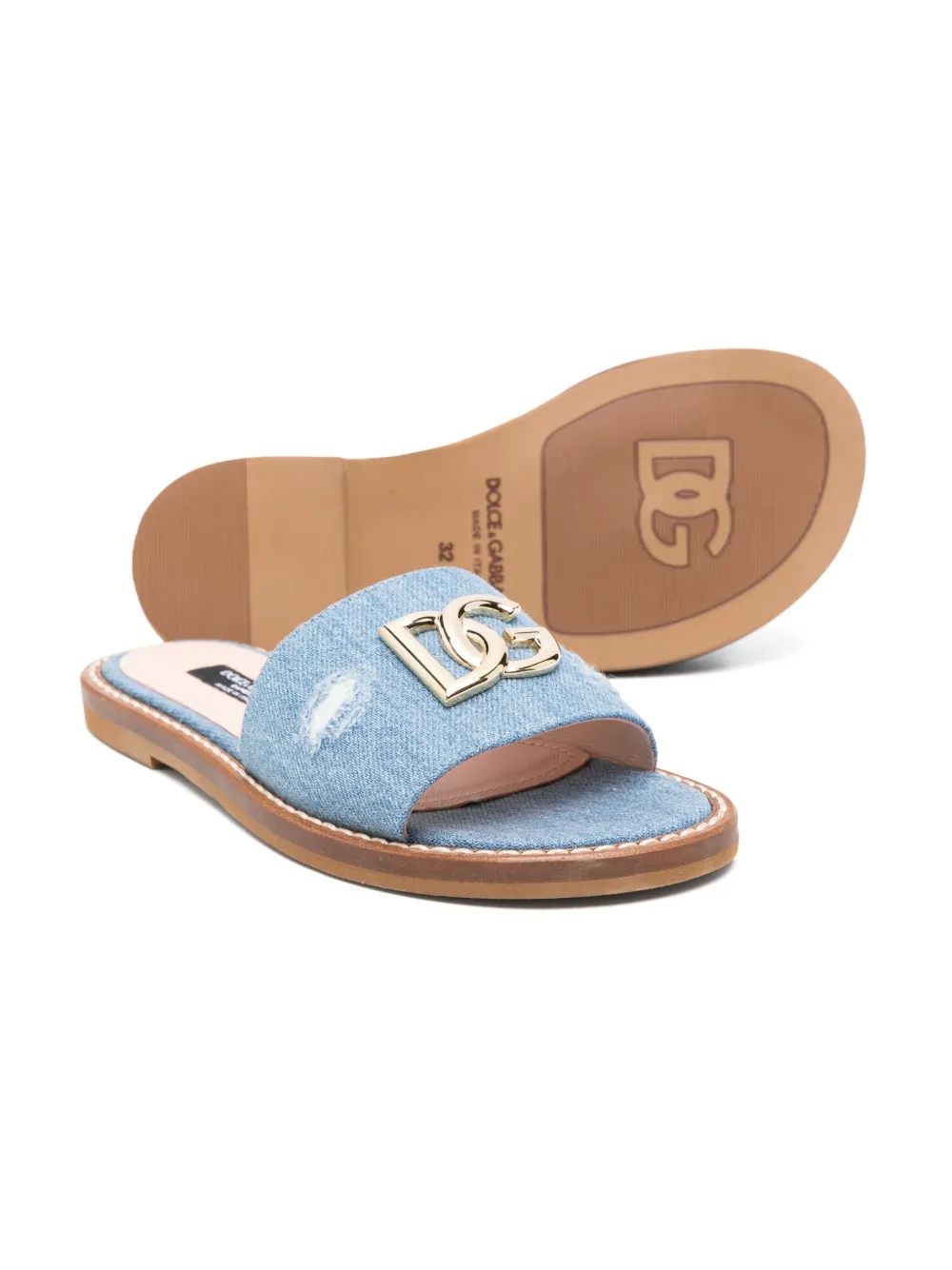 Dolce & Gabbana Kids Sandalen met logoplakkaat Blauw