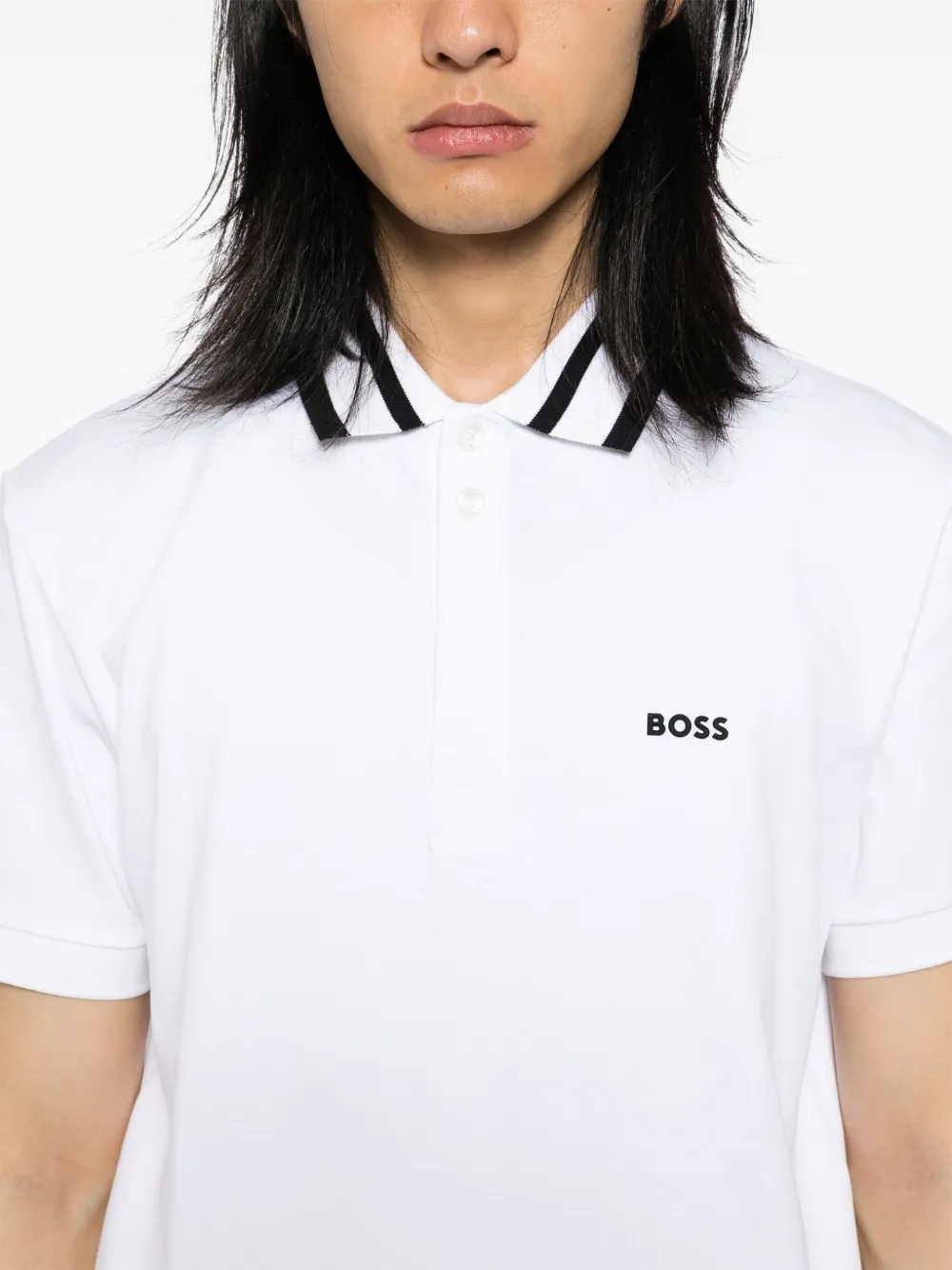 BOSS Poloshirt met logopatch Wit