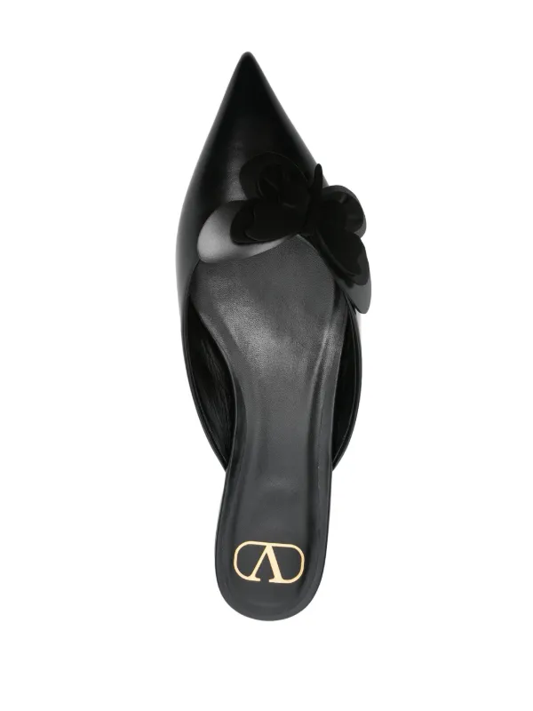 Valentino Garavani butterfly-appliqué Slippers | Black