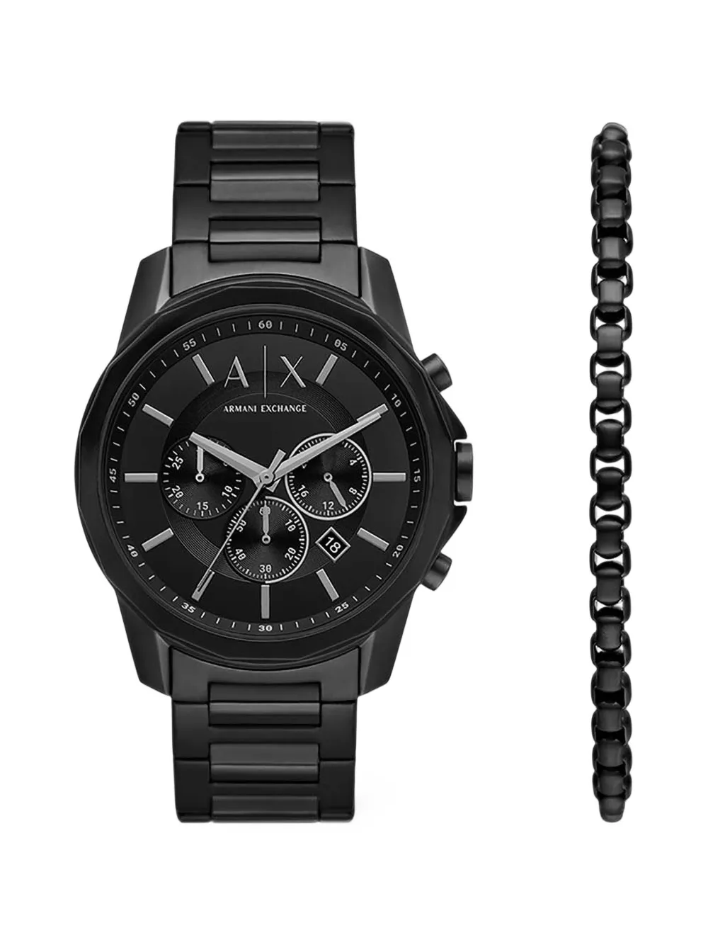 Armani Exchange Chronograph 44mm watch and bracelet set - Nero