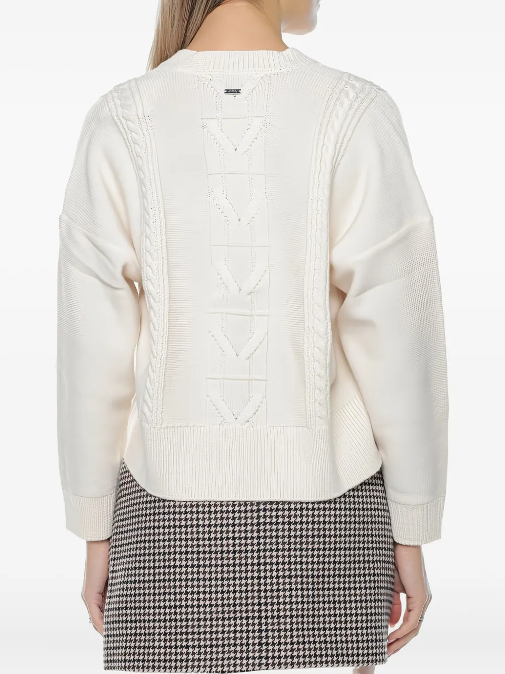 Armani Exchange Cable-knit Button Cardigan In White