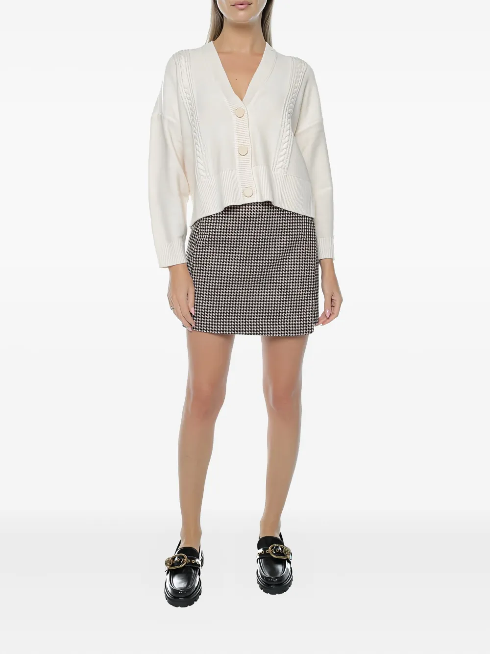 Armani Exchange Cable-knit Button Cardigan In White