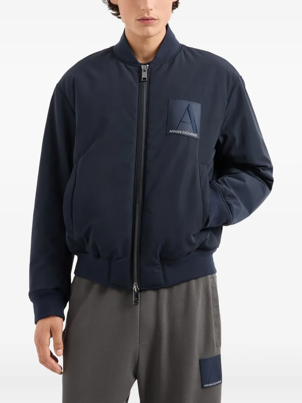 Armani Exchange Bomberjack met logopatch Blauw