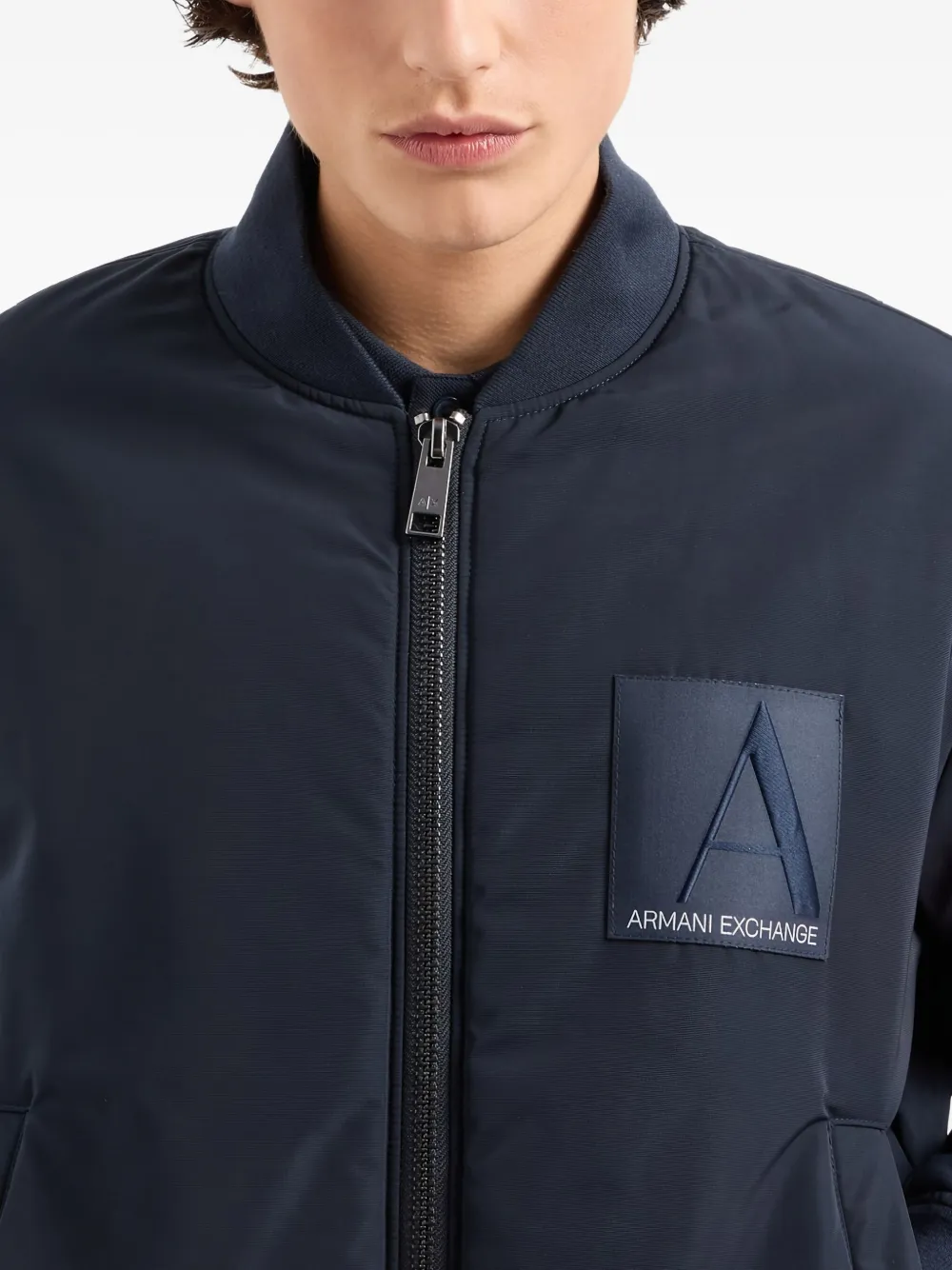 Armani Exchange Bomberjack met logopatch Blauw