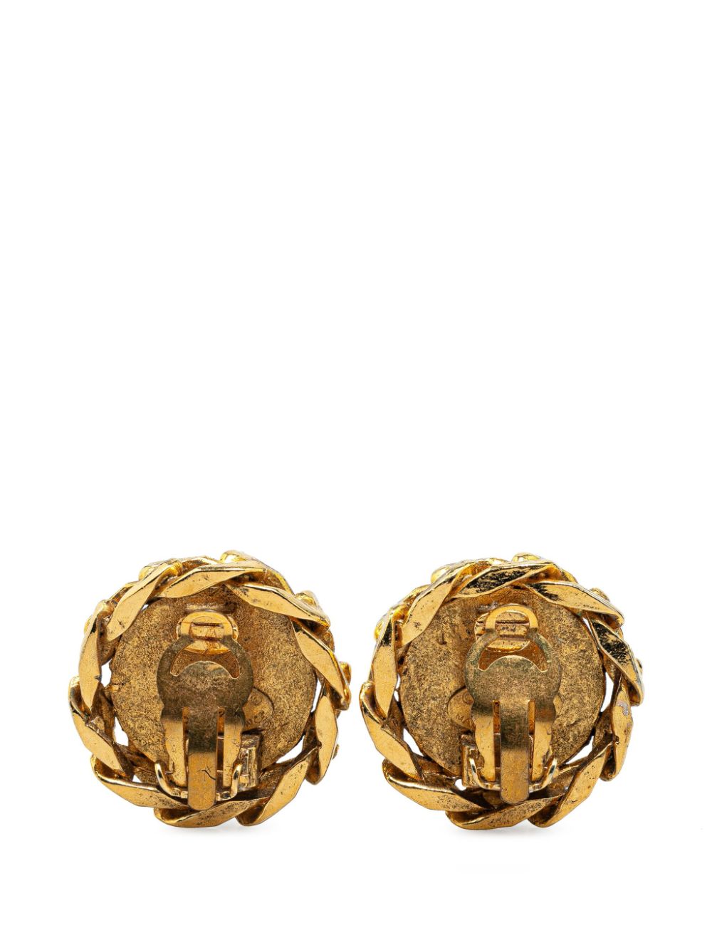 CHANEL Pre-Owned 1980-1990 Gold Plated Rhinestone CC Clip On costume earrings - Goud