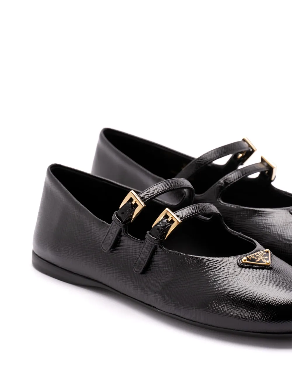 Prada Triangel ballerina's met email - Zwart