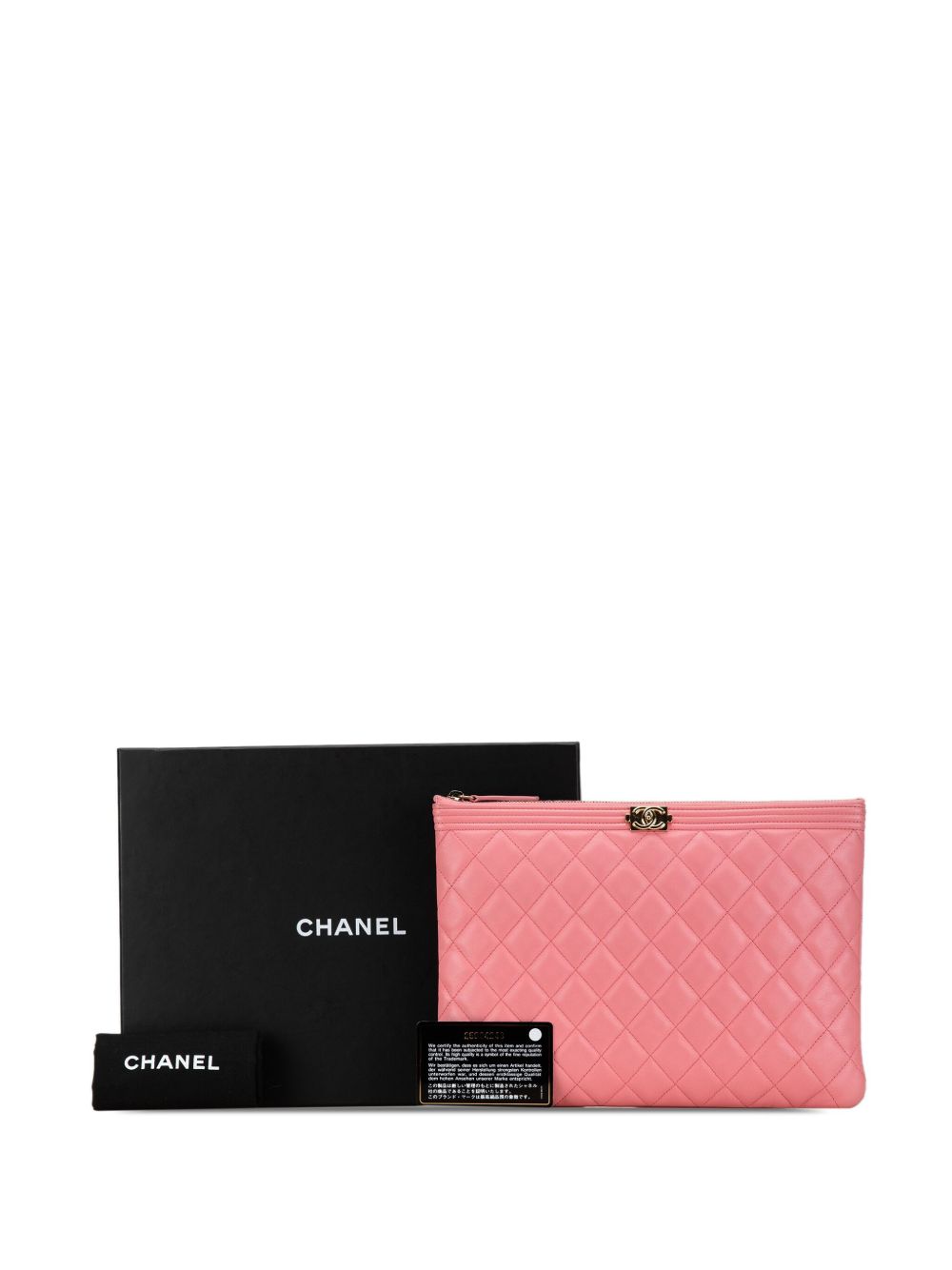 CHANEL Pre-Owned 2018 Medium Quilted Lambskin Boy O Case clutch bag WOMEN