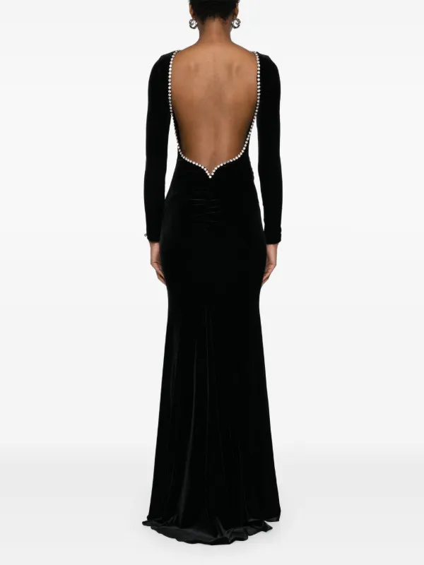 NISSA Velvet Backless Maxi Dress | Black | FARFETCH