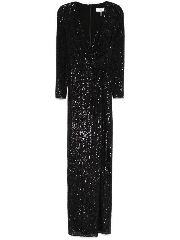 NISSA Sequinned Maxi Dress | Black | FARFETCH