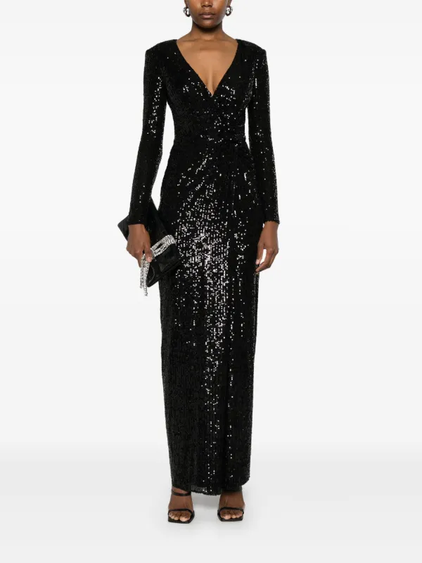 NISSA Sequinned Maxi Dress | Black | FARFETCH