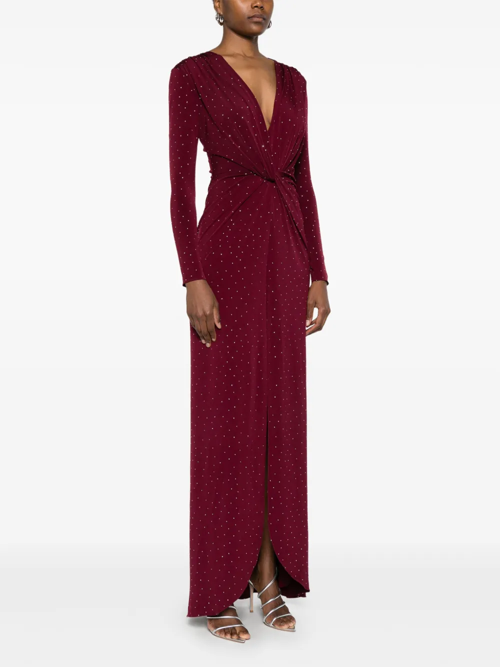 Nissa Rhinestone-embellished Maxi Dress In Red