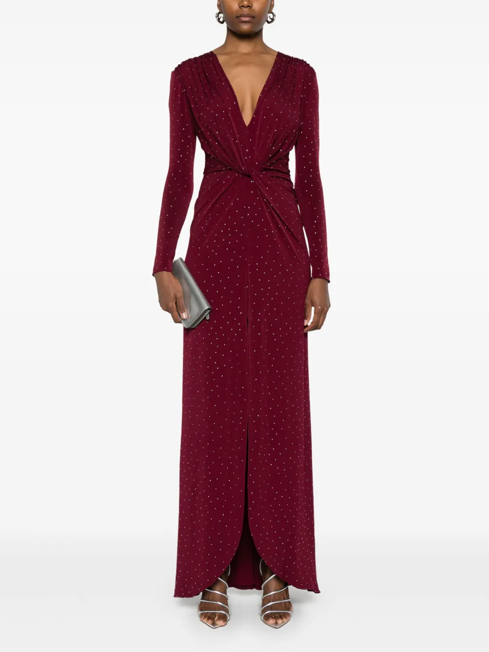 Nissa Rhinestone-embellished Maxi Dress In Red