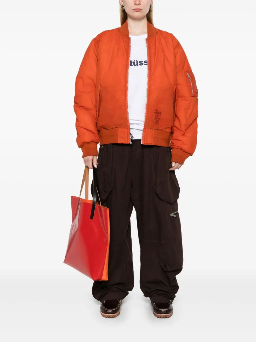 STUSSY WAXED QUILTED BOMBER JACKET