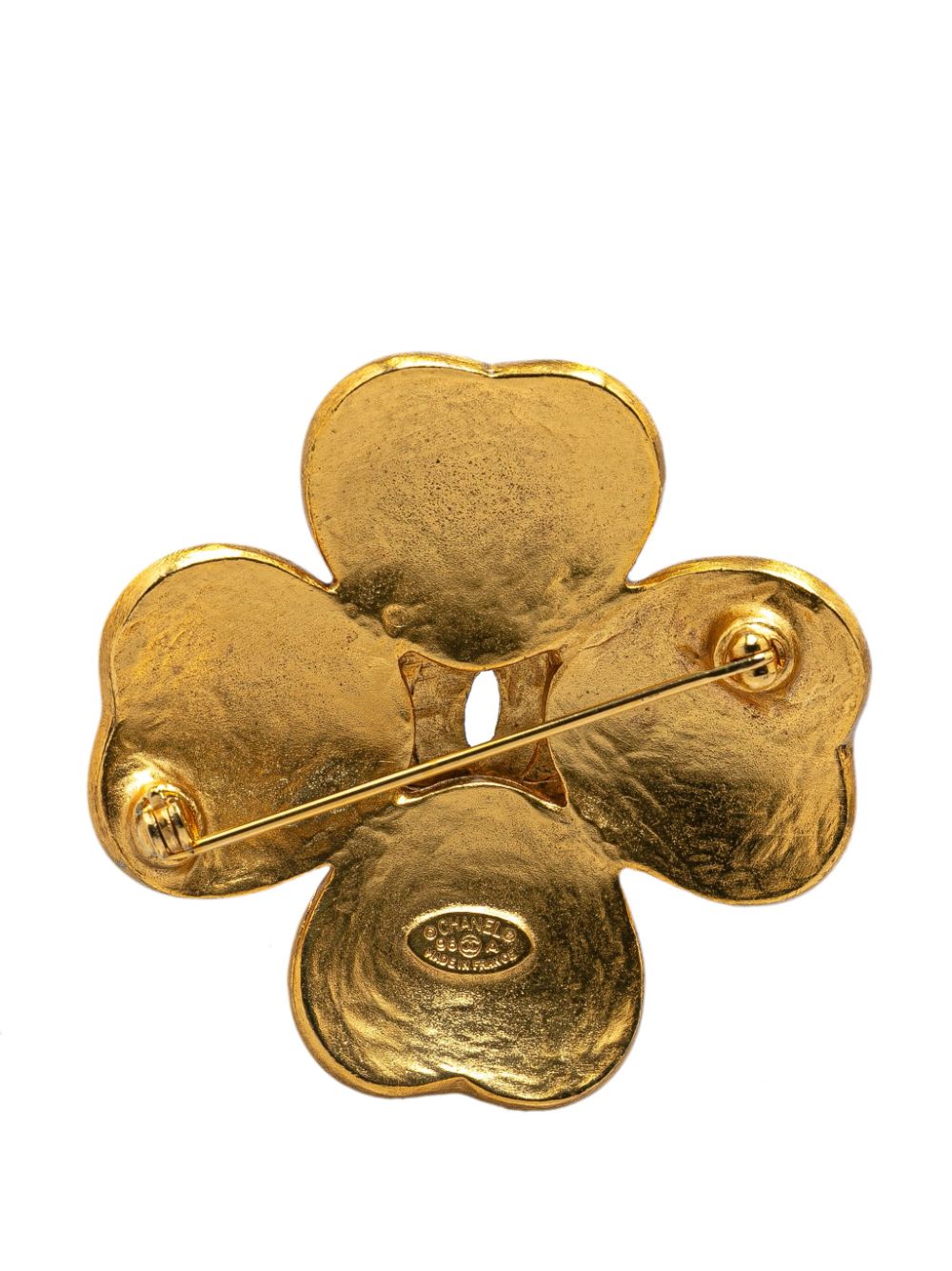 CHANEL Pre-Owned 1996 Gold Plated CC Clover costume brooch - Goud