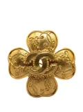 CHANEL Pre-Owned 1996 Gold Plated CC Clover costume brooch