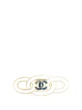 CHANEL Pre-Owned 1993 Gold Plated Enamel CC costume brooch - White