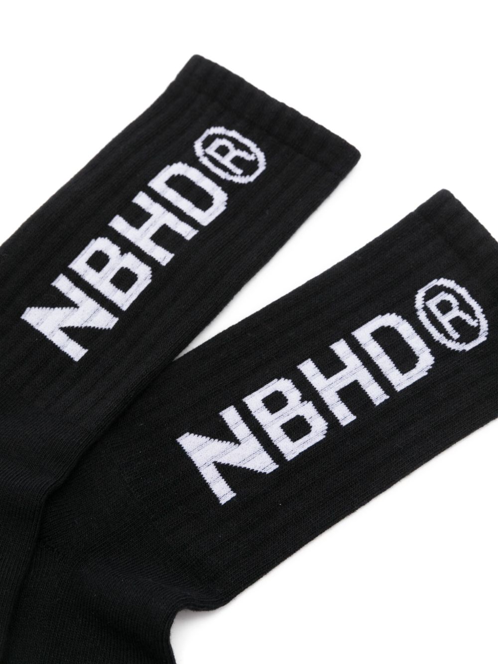 Neighborhood logo-intarsia socks - Zwart