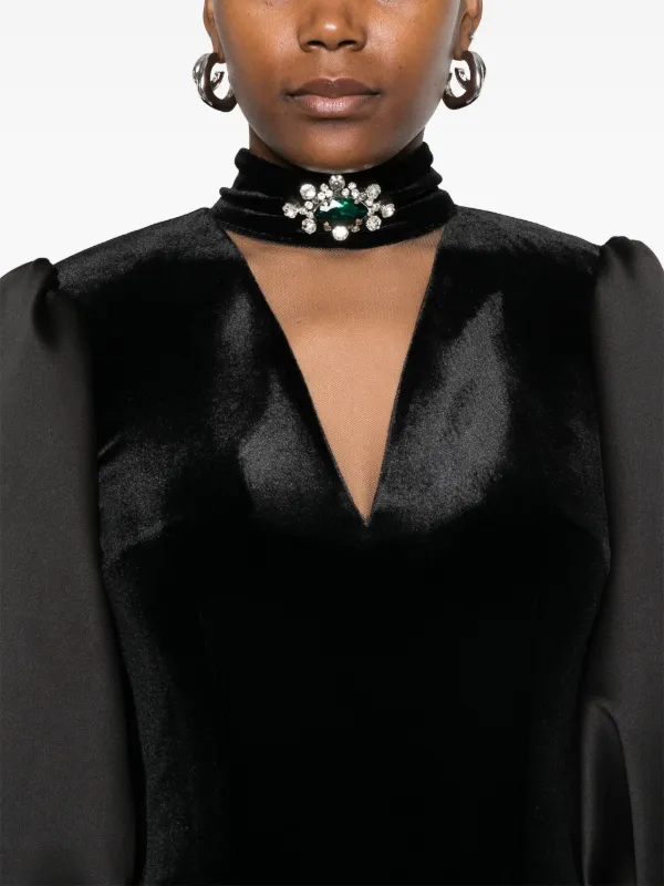 Nissa Velvet Midi Dress - Black